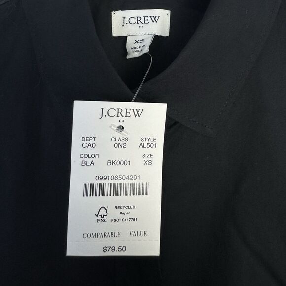 J Crew Womens Button Up Shirt Black XS Cotton Poplin Classic Preppy Work Office - Picture 8 of 11